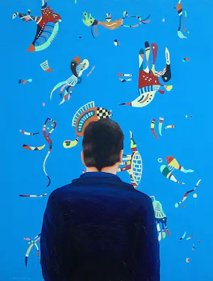 Gerard Boersma - Sky Blue (zelf portret met Wassily Kadinsky) kopen? Bied vanaf 300!