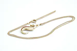 30- Fijn 14 krt  gouden gourmette collier met 18 krt gouden hanger "zeepaardje" kopen? Bied vanaf 170!