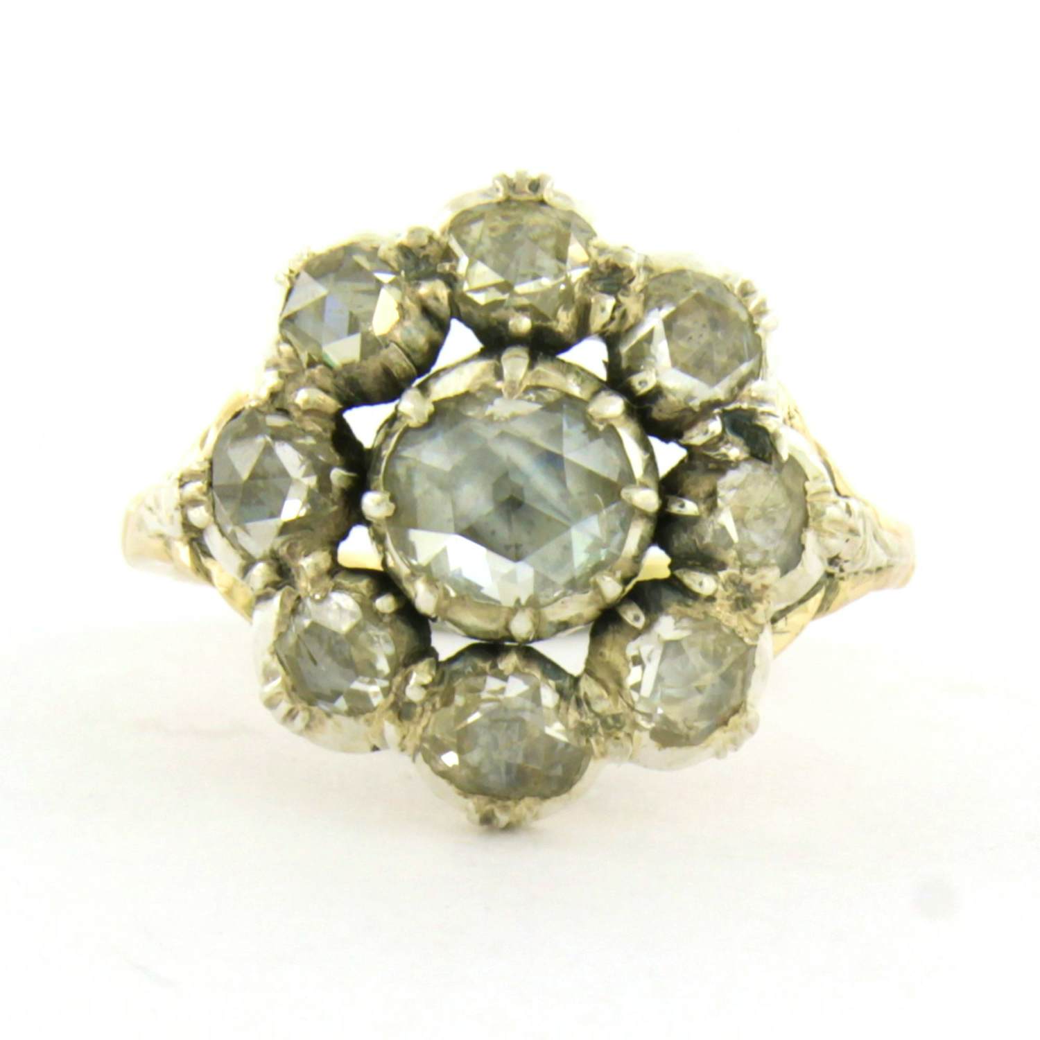 14k goud met zilveren ring met roos geslepen diamant tot. 1.20ct – G/H - SI kopen? Bied vanaf 710!