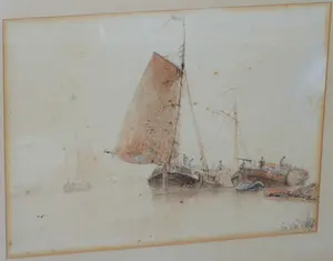 Everhardus Koster - fraai uitgewerkte aquarel met twee bemande botters kopen? Bied vanaf 195!