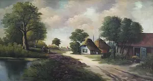 Niet of onleesbaar gesigneerd - Lebrun - 'Landschap met boerderij' kopen? Bied vanaf 1!