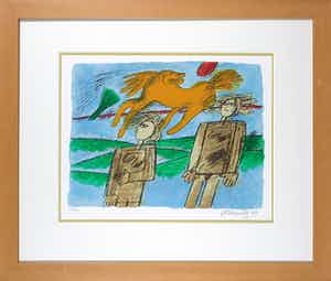 Corneille - Zeefdruk, Promenade C - Ingelijst verkocht voor € 150!