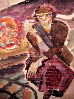 Niet of onleesbaar gesigneerd - Interessant Kubistisch ca. 1930 aquarel "portret A.C. (carel) Willink" gesigneer verkocht voor € 1!