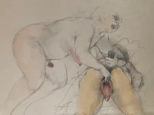 Rolfdieter Schiedrum - Explizit erotisches surrealistisches Original Aquarell mit Bleistift signiert kopen? Bied vanaf 75!