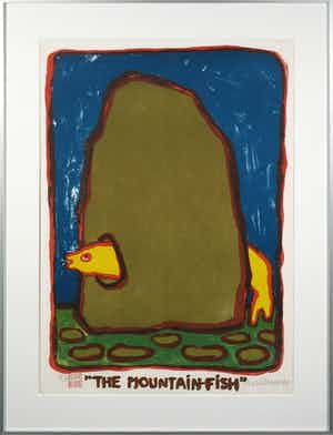 Mark Brusse - Litho, The Mountain-Fish - Ingelijst verkocht voor € 40!