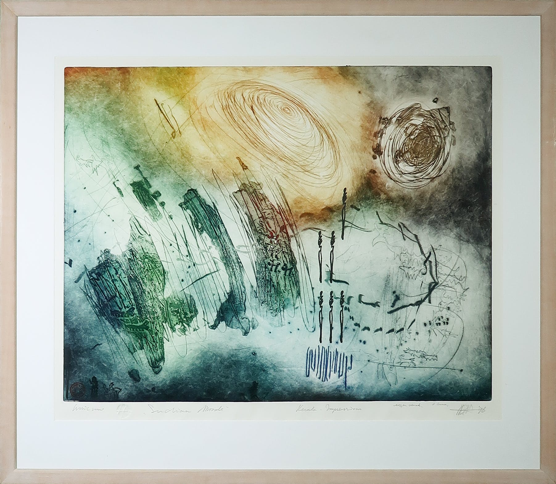 Ad Arma - Ets en aquatint, Indian Moods - Ingelijst (Groot) verkocht voor € 80!