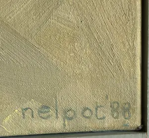 Nel Pot - acrylverf op doek - zonder titel - gesigneerd - 1988 - 100 x 100 cm kopen? Bied vanaf 150!