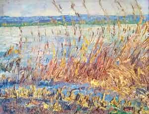 Peter van den Braken - Riet aan de waterkant verkocht voor € 250!