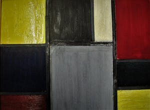 Pjotr van Oorschot - Geometrische Hout en Acrylverf Collage "Hommage a de Stijl" gesigneerd kopen? Bied vanaf 31!