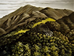 Erna van Mondfrans - Verstild realistisch olieverf "Montagne Aix En Provence Landschap" gesigneerd kopen? Bied vanaf 30!