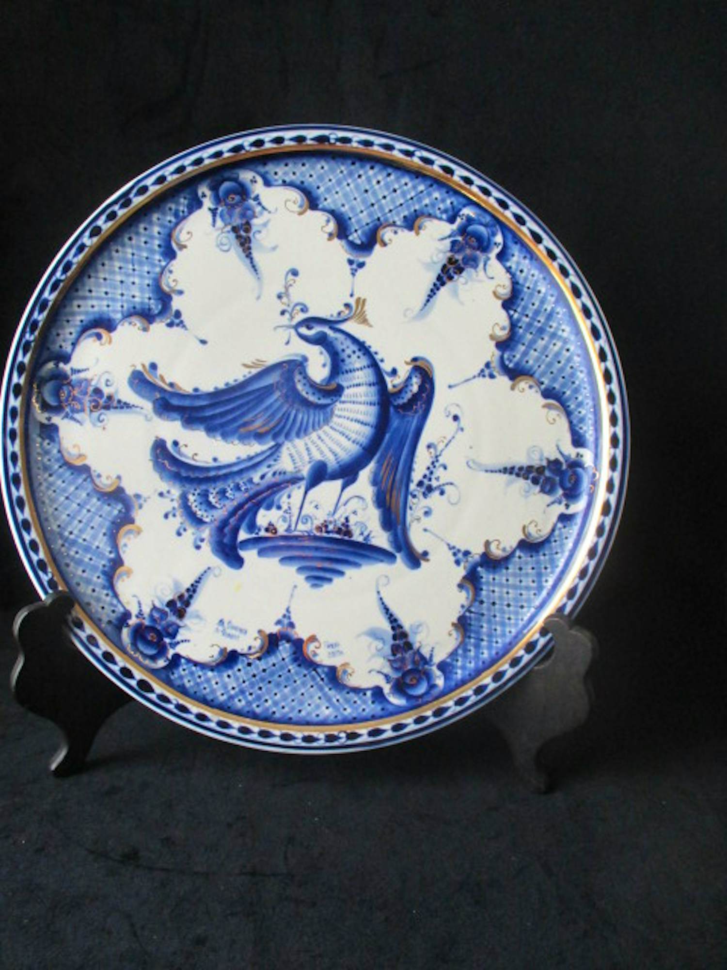 Niet of onleesbaar gesigneerd - Russische wandbord - Gzhel verkocht voor € 10!