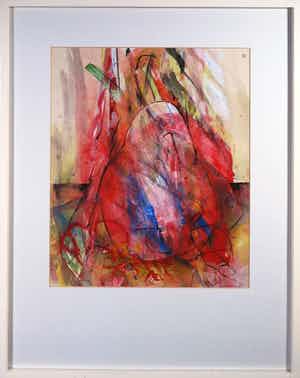 Ruud van der Beele - Gemengde techniek op papier, Zonder titel - Ingelijst verkocht voor € 1!