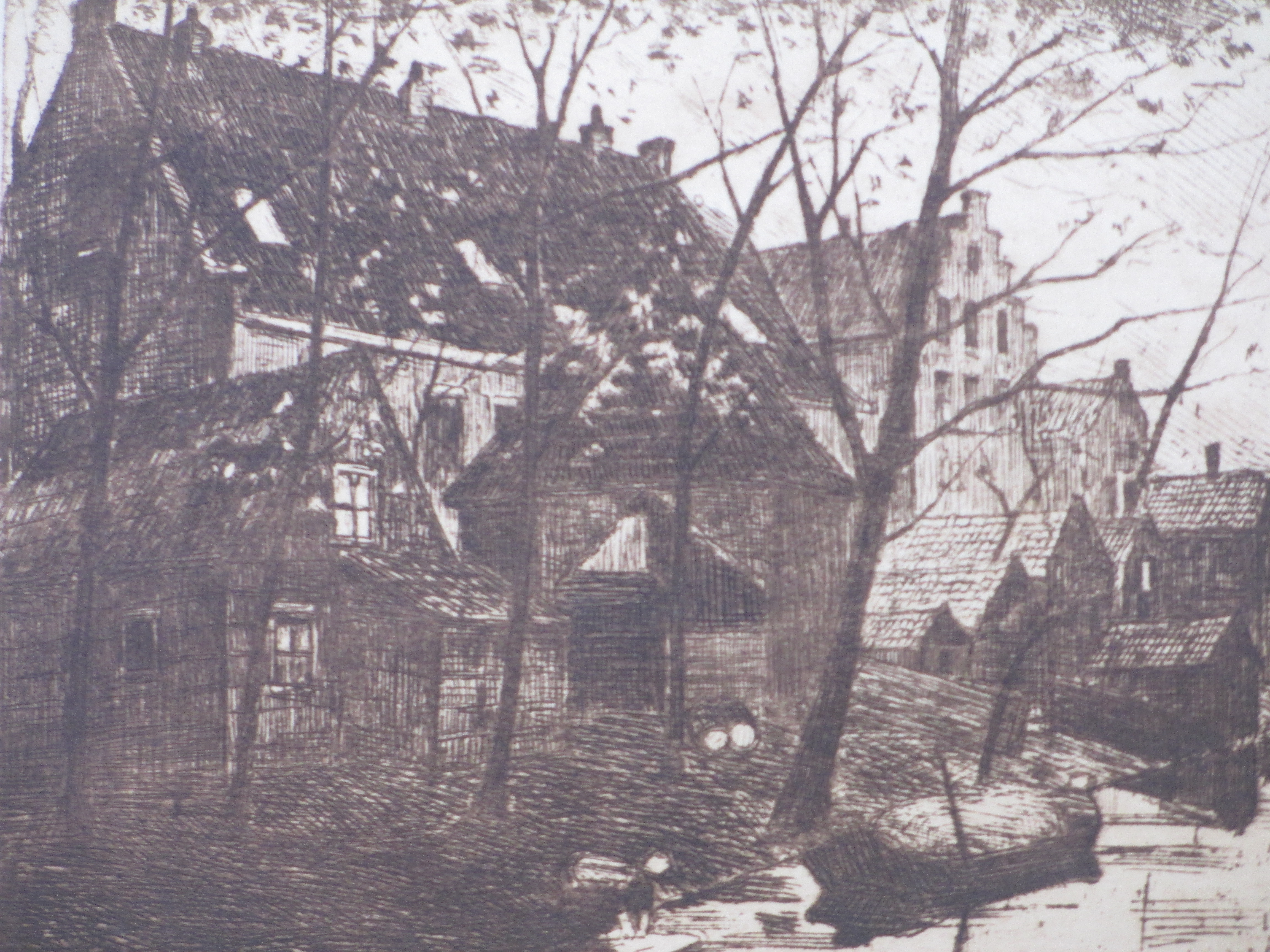 Eduard Karsen - Huizen aan de slootkant - Ets kopen? Bied vanaf 45!