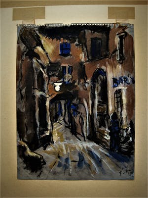 Niet of onleesbaar gesigneerd - Intrigerend in 1937 geschilderd Aquarel "Parijs straatje bij nacht" gesigneerd kopen? Bied vanaf 1!
