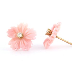 18k rosé gouden oorknoppen met roze agaath en diamant 0.08 ct - G/H - VS/SI kopen? Bied vanaf 160!