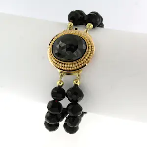 14k gouden slot met granaat aan een twee rijen granaten armband - 44.4 gr kopen? Bied vanaf 450!