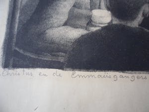 Jan Strube - Litho Titel. Christus en de Emmaüsgangers. kopen? Bied vanaf 40!