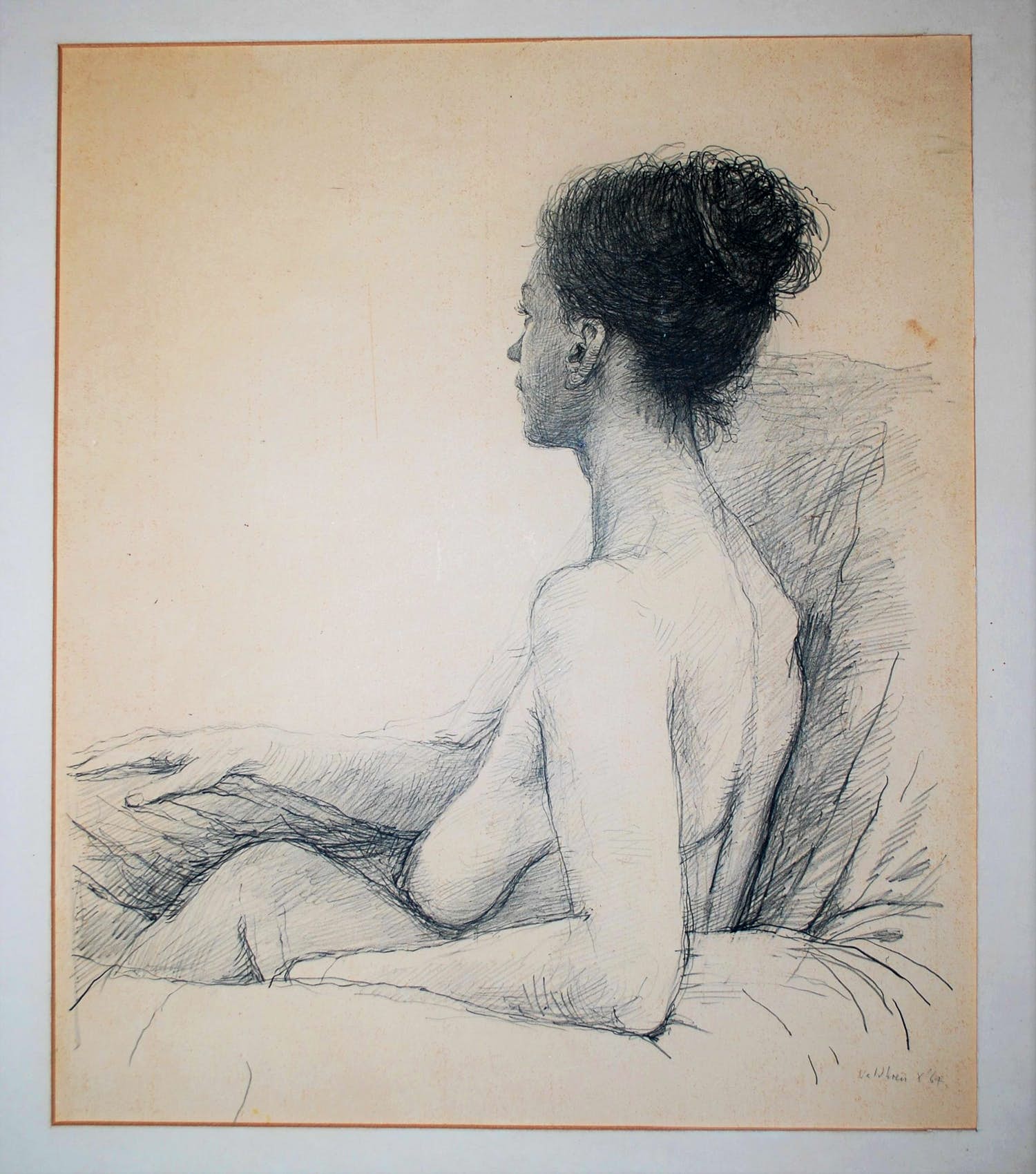 Aat Veldhoen - Litho - naakte vrouw, 1964 kopen? Bied vanaf 60!