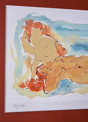 Nic Jonk - Fraai ingelijste zeefdruk: vrouwelijk naakt - gelimit. oplage (150) - potldgesig kopen? Bied vanaf 47!