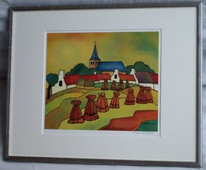 Toon Tieland - Handgesigneerde prent , “De koperen zomer” - ingelijst – 1990 kopen? Bied vanaf 1!