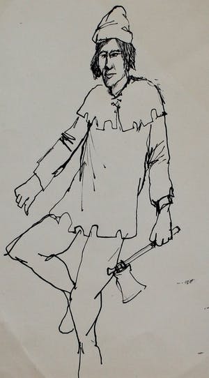 Herman Brood - tekening: man met bijl kopen? Bied vanaf 49!