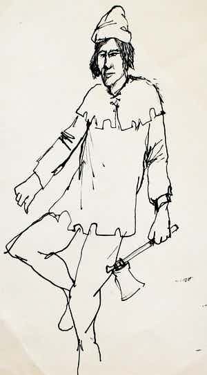 Herman Brood - tekening: man met bijl verkocht voor € 49!