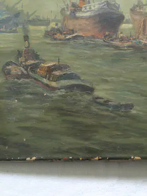 Adrianus Zuiderwijk - Olieverf op doek , Havengezicht, Rotterdam? – 60 x 80 cm kopen? Bied vanaf 50!