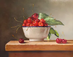 Hans Habraken - Emaillen schaal met kersen kopen? Bied vanaf 525!