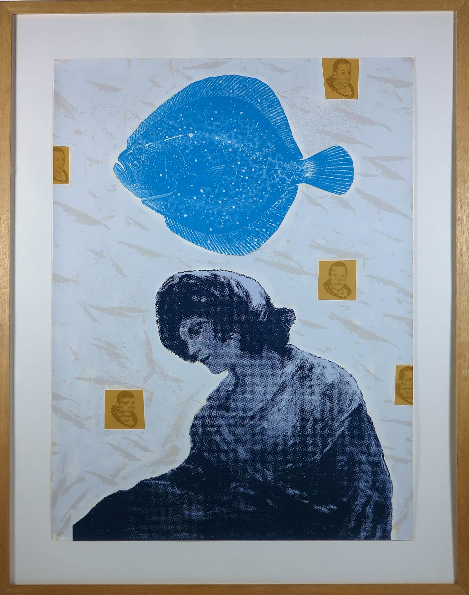 Herman van der Weert - Zeefdruk op papier, Vis met Meisje - Ingelijst kopen? Bied vanaf 50!