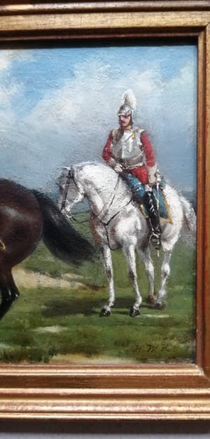 Hermanus Willem Koekkoek - Pruisische kurassier met verrekijker kopen? Bied vanaf 1350!