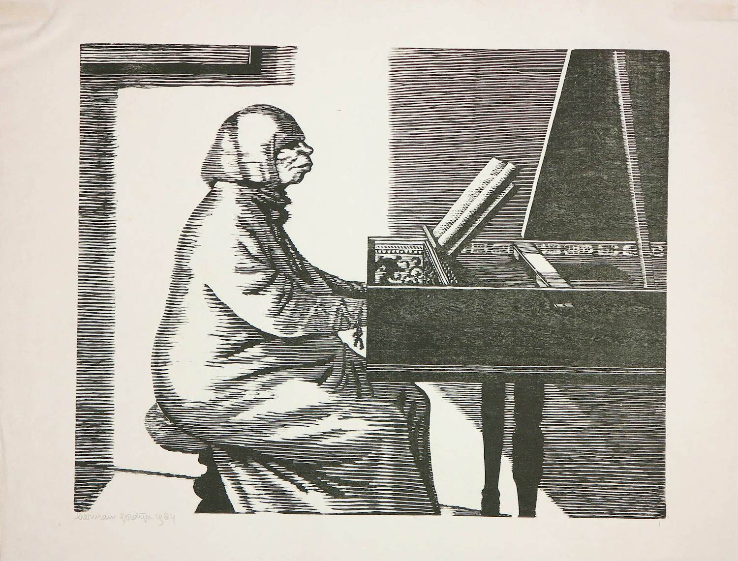 Herman Gordijn - Houtsnede, Zonder titel verkocht voor € 100!