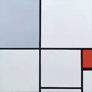 Piet Mondriaan - Composition C, with Gray and Red, emaille op metaal (unica) verkauft für € 435!