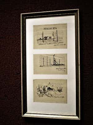 Niet of onleesbaar gesigneerd - 1940 - 3 x tekening "STALAG IX A Ziegenhain" W.O.II - gesigneerd verkocht voor € 1!