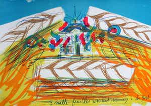 Jean Messagier - kleurenlitho: 3 mille feuilles rendent hommages a van Gogh verkocht voor € 45!