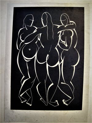 Andre Derain - Originele gesigneerde 1920 Houtsnede "3 naakte dames" zeer kleine oplage (20) kopen? Bied vanaf 63!