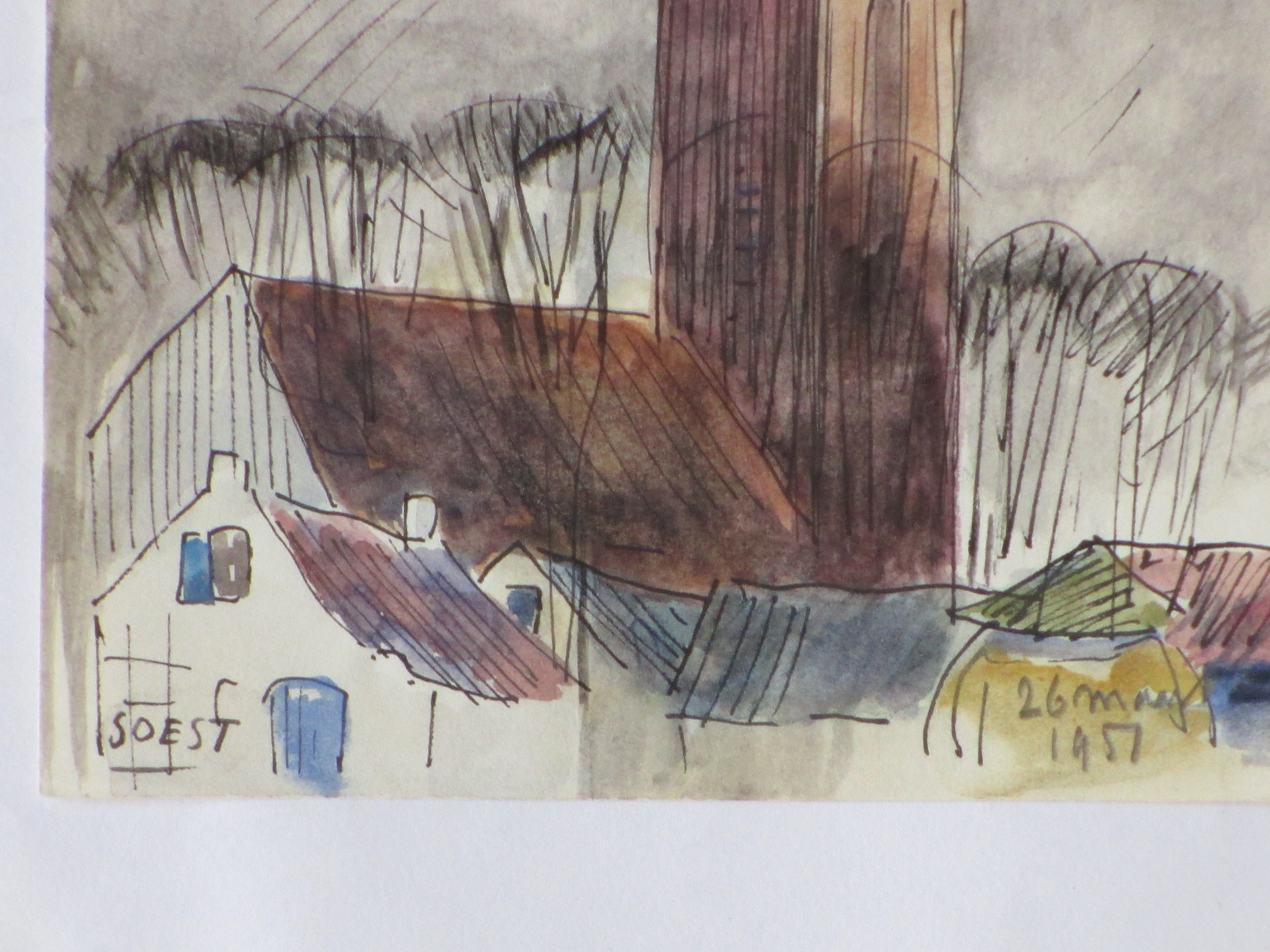 Han Krug - Kerk te Soest - Kleurtekening kopen? Bied vanaf 1!