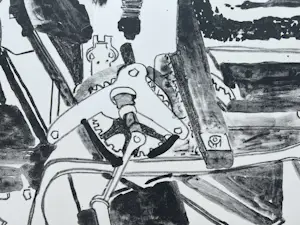 Karin Elfrink - handgesigneerde litho | 'De drukpers' | 1984 kopen? Bied vanaf 40!