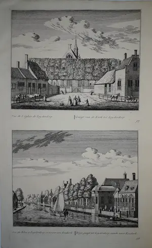 Abraham Rademaker - Zes prenten van Rijnland (omgeving Leiden) op drie bladen kopen? Bied vanaf 45!