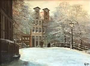 Lois Kapr - Stadsgezicht in de Winter, C3341-2 verkocht voor € 150!