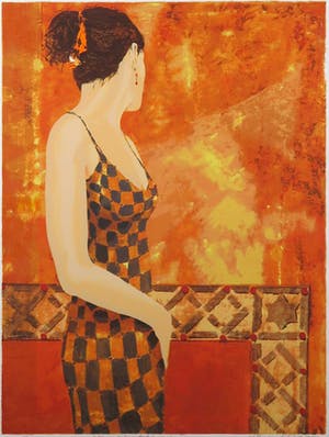 Willem van Scheijndel - Zeefdruk, She was looking back to see if... - Ingelijst kopen? Bied vanaf 70!