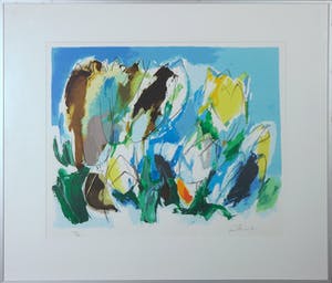 Lou Thissen - Zeefdruk, Tulpen liggend - Ingelijst kopen? Bied vanaf 35!