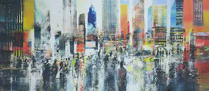 Peter Meijer - Zeefdruk, NY Manhattan fulton street - Ingelijst (Groot) kopen? Bied vanaf 150!