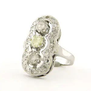 14k witgouden ring met bolsjewiek geslepen diamanten totaal circa 1.50ct kopen? Bied vanaf 760!