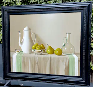 Tony De Wolf - Stilleven met peren, olieverf op paneel (zeer mooi ingelijst, groot) kopen? Bied vanaf 3950!