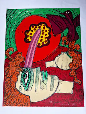 Corneille - Groot kleuren litho "Femmes dans un jardin" - nr7 van 135 - in nieuwstaat! kopen? Bied vanaf 348!