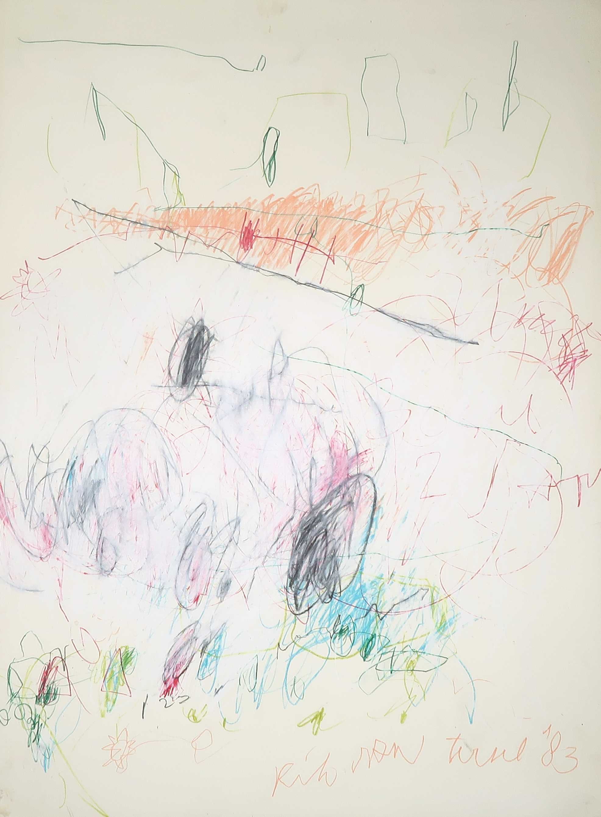 Rik van Iersel - Krijttekening, Zonder titel verkocht voor € 35!