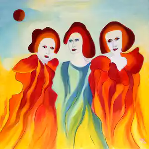 Maartje Wijngaarden - "drie vrouwen" | surrealistisch schilderij (Groot) vendu pour 115€ !