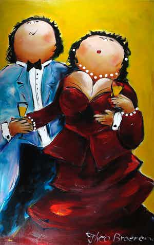 Theo Broeren - Acryl op doek, Net thuis (Zeer Groot) verkocht voor € 100!