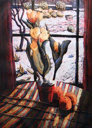 Marcel Schellekens - kleurenets: maartse sneeuw - 1994 (nette lijst) verkocht voor € 150!