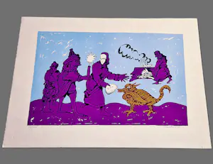 Lucebert - grote in beperkte oplage gemaakte kleuren zeefdruk "het Offer" gesigneerd kaufen? Bieten Sie von 68!
